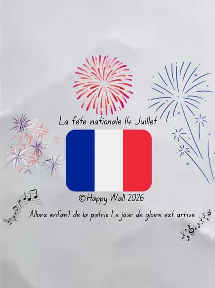 Happy Wall template preview Joyeuse fête nationale 14 Juillet 2026