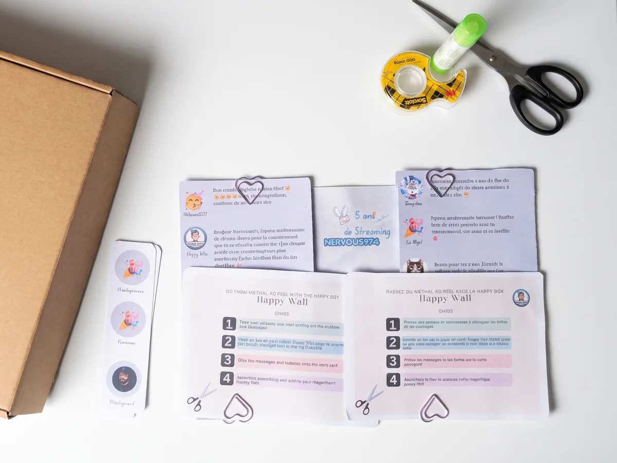 Kit Happy Box DIY avec le guide, les ciseaux et le scotch