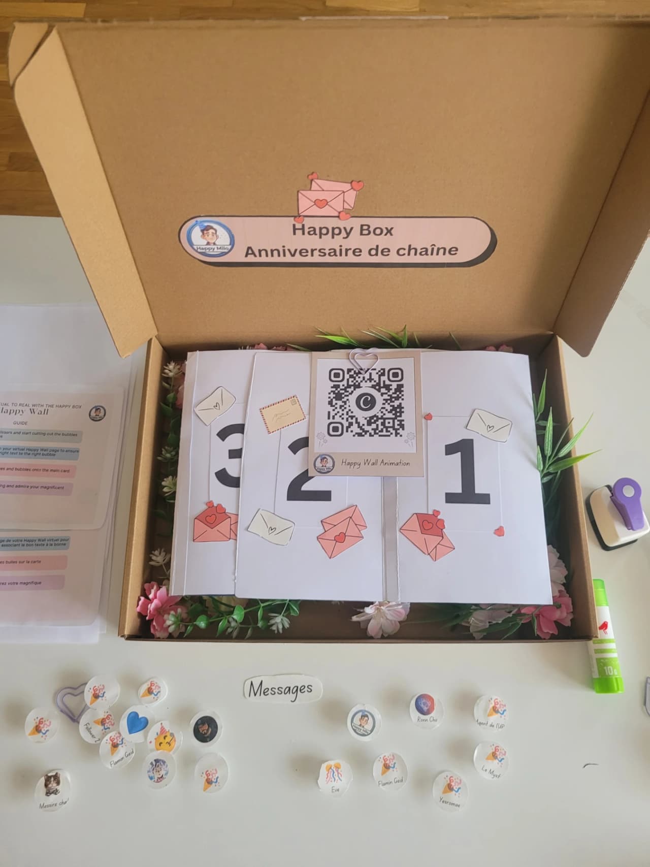 Finished Happy Box styled with flowers
